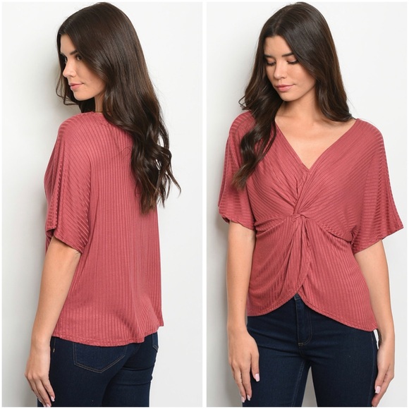 LilyandGypsy Tops - 🆕Dark rose twist front top